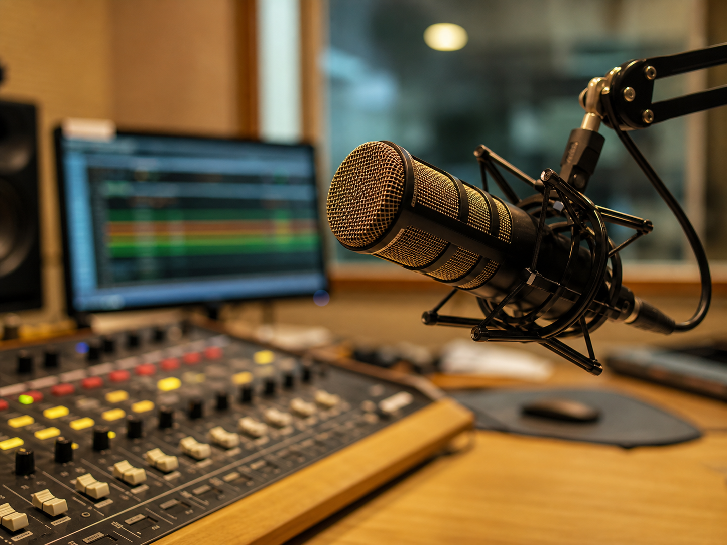 Microfone no estúdio da Nossa Voz FM